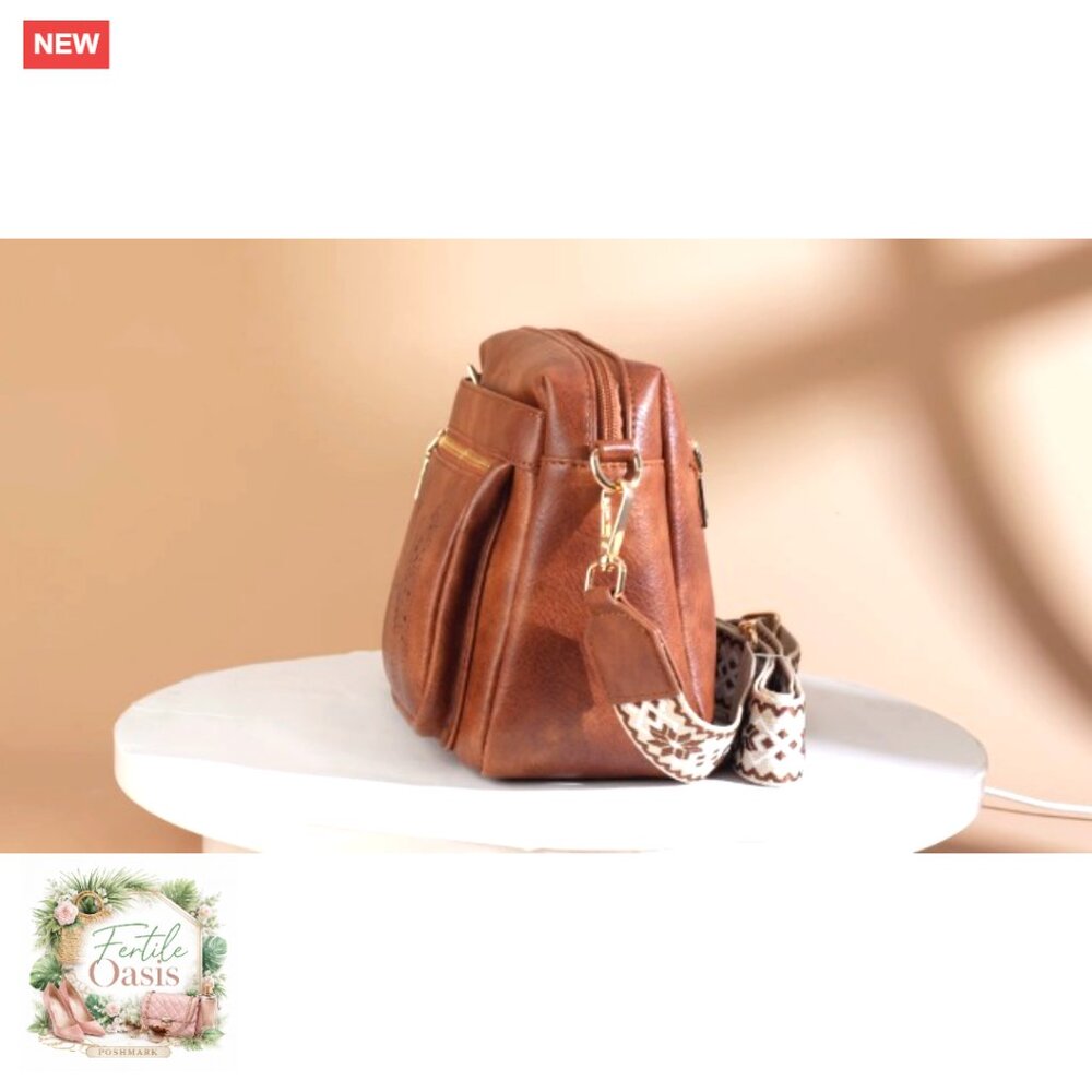 Trendy Leather Crossbody Purse Shoulder Handbag Butterfly Design Chic Versatile - Picture 7 of 7